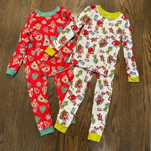 Rudolph Red Nose Reindeer Grinch gender neutral pajama set 5T Christmas Holiday - Picture 1 of 7